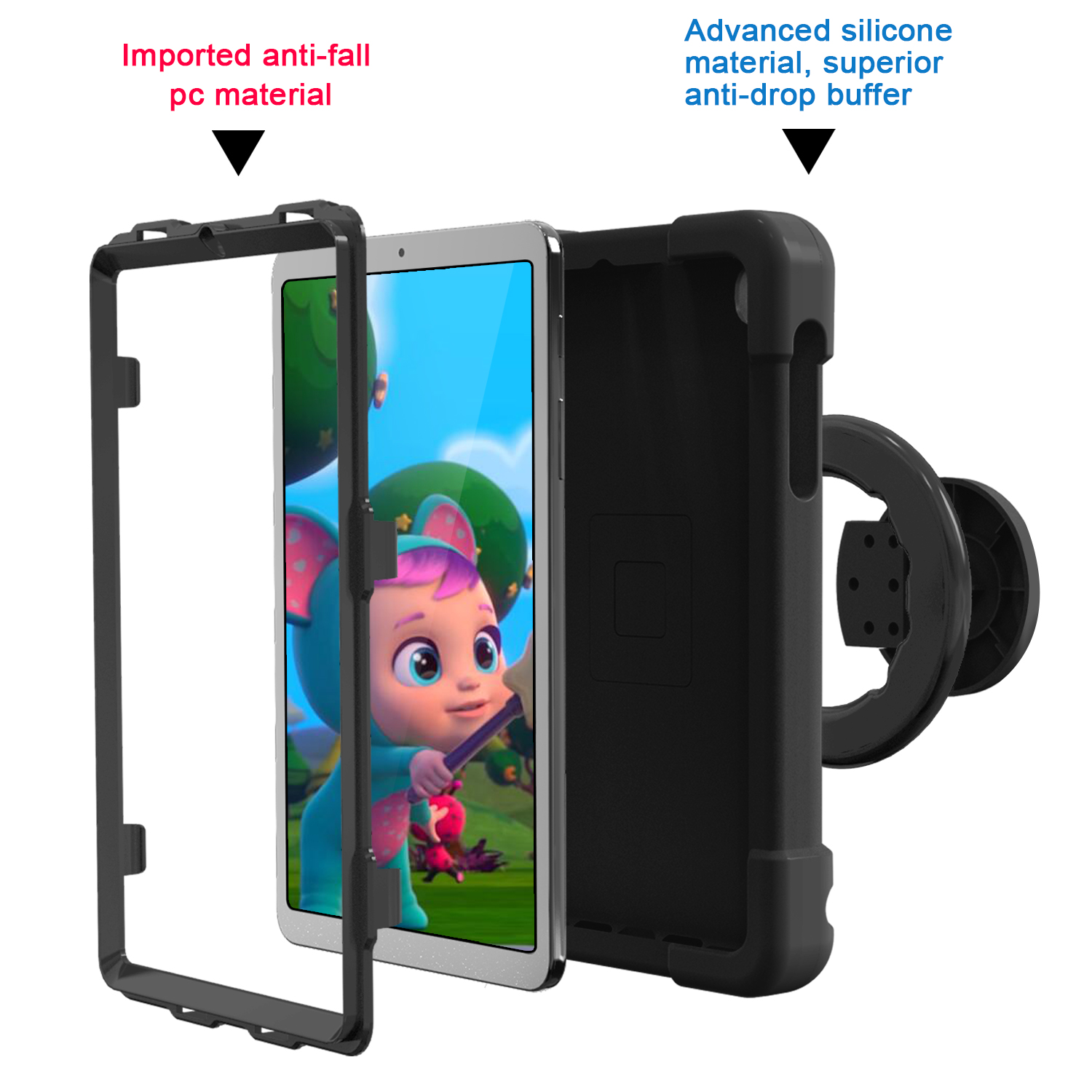 Barnfodral med roterbart ställ, Samsung Tab 8.4 (2020), svart