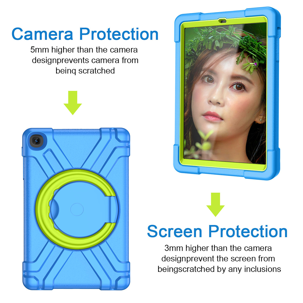 Barnfodral, Samsung Tab A 10.1 (2019), blå/grön