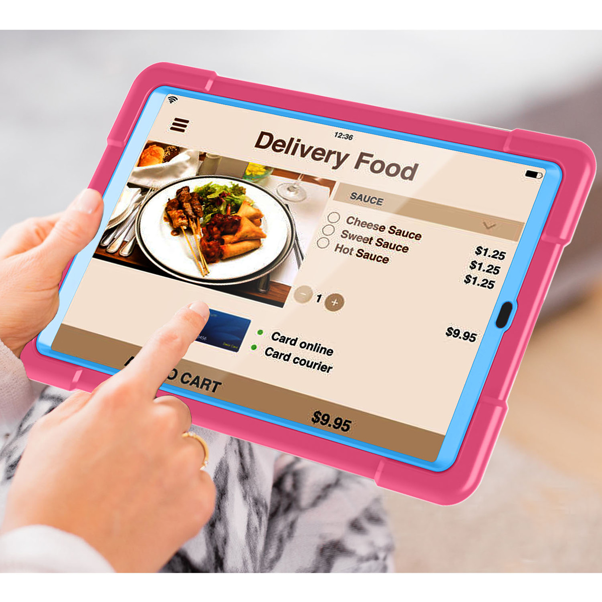 Barnfodral med roterbart ställ, Samsung Tab A 10.1 (2019), rosa/blå