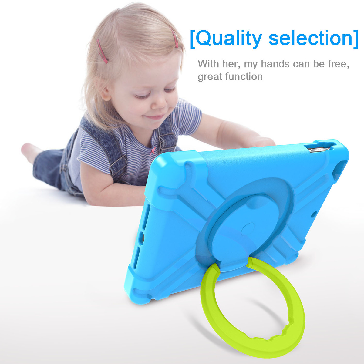 Barnfodral med ställ iPad 9.7, Air/Air2, Pro 9.7, blå/grön