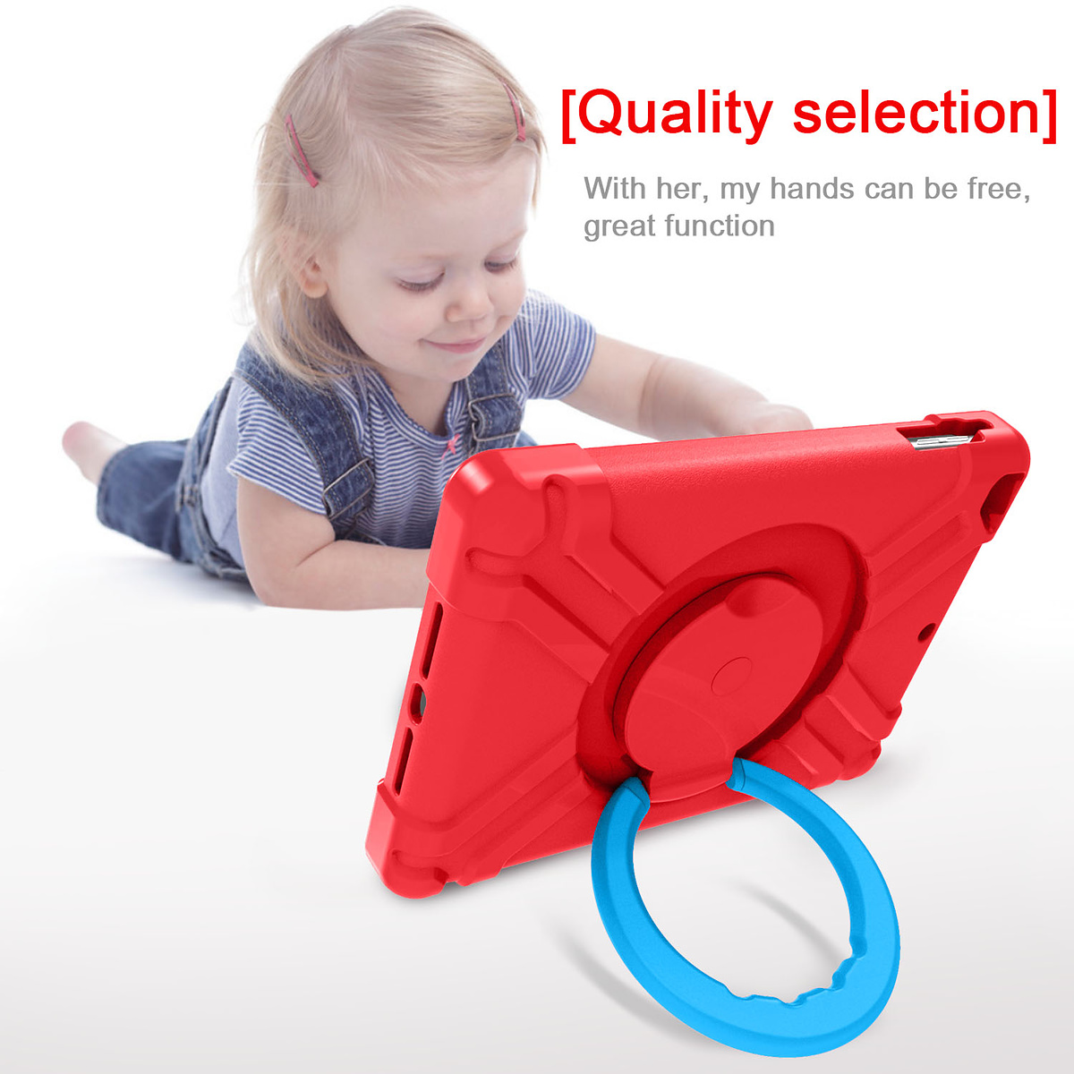 Barnfodral med ställ iPad 9.7, Air/Air2, Pro 9.7, röd/blå