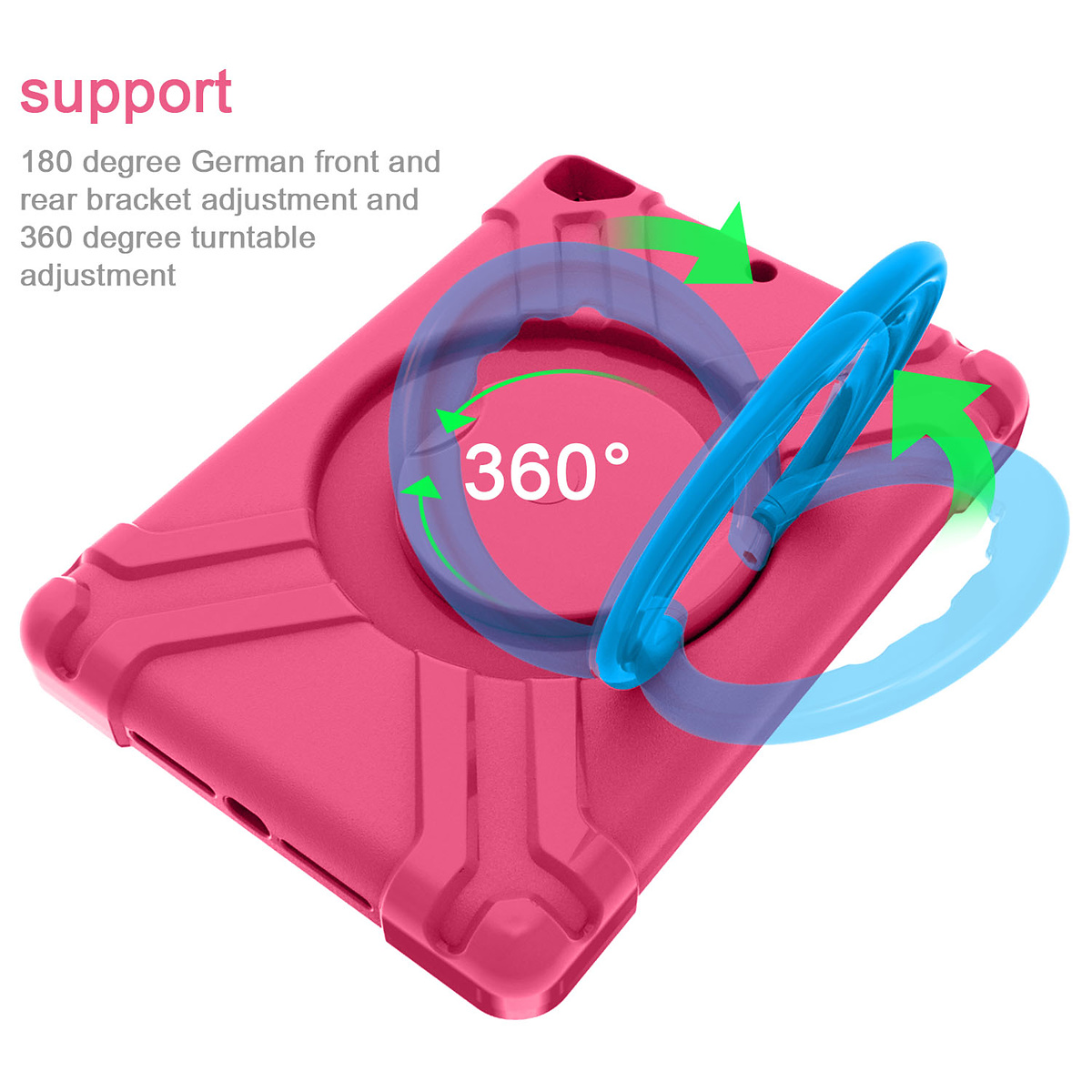 Barnfodral med roterbart ställ, iPad 9.7 (2017-2018), rosa/blå