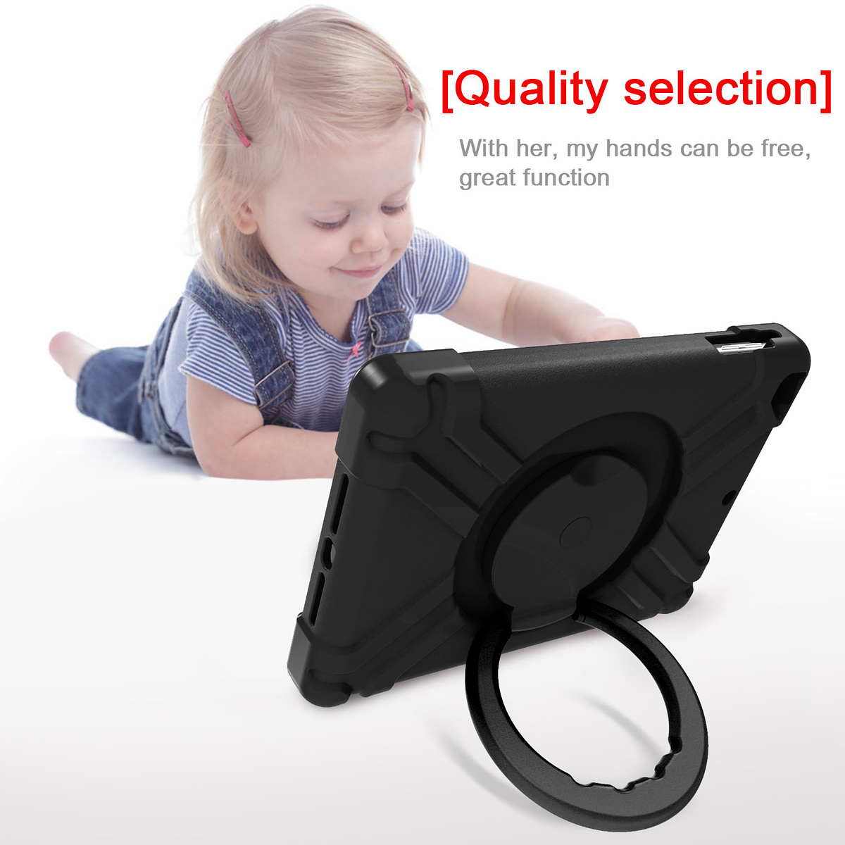 Barnfodral med roterbart ställ, iPad 9.7 (2017-2018), svart