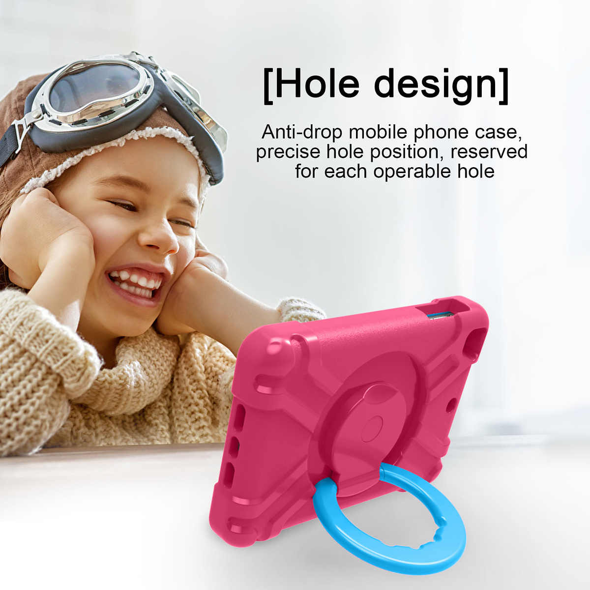 Barnfodral med roterbart ställ, iPad Mini 1/2/3, rosa/blå