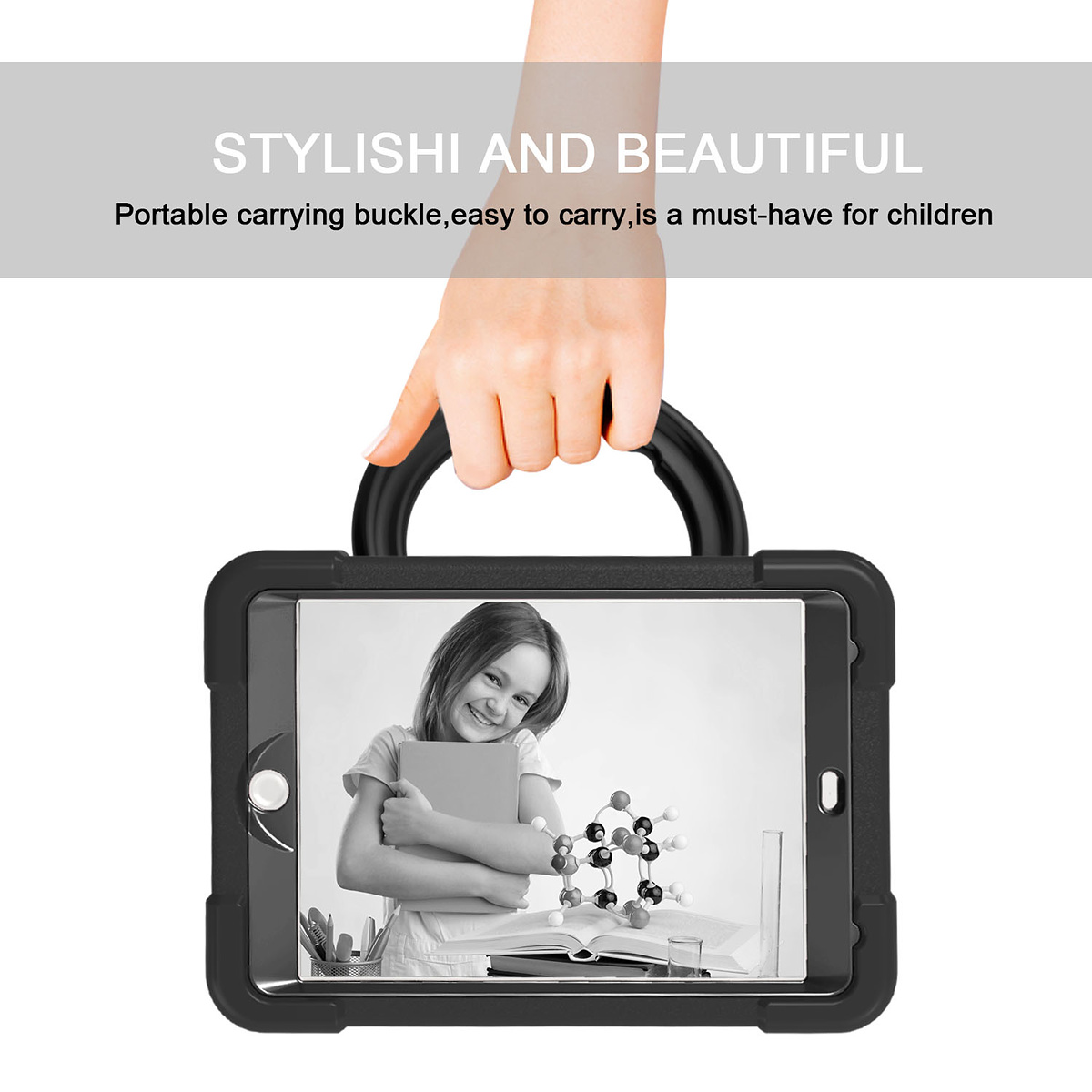 Barnfodral med roterbart ställ, iPad mini 1/2/3, svart