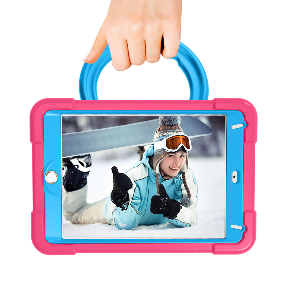 Barnfodral med roterbart ställ, iPad mini 4/5, rosa/blå