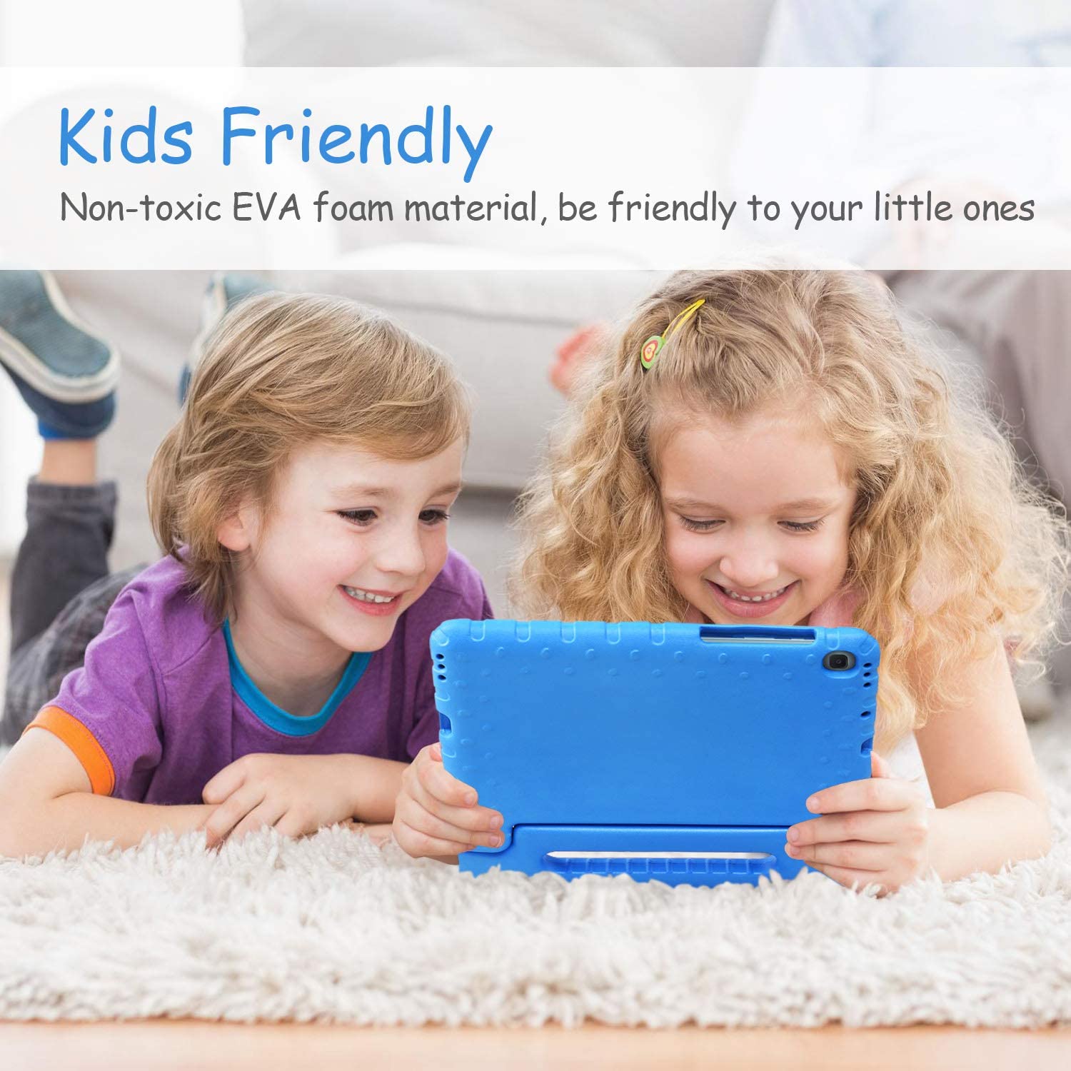 Barnfodral med ställ, Samsung Tab S6 Lite 10.4, blå