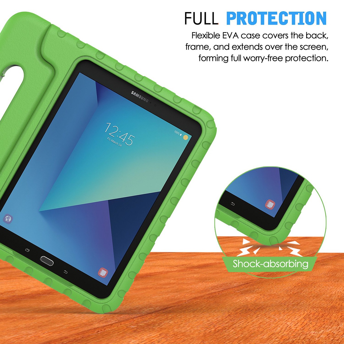 Barnfodral med ställ grön, Samsung Galaxy Tab S3 9.7