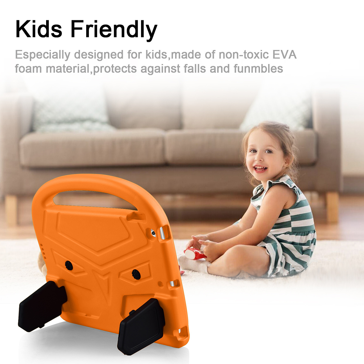 Barnfodral med ställ, iPad 10.2 / Pro 10.5 / Air 3, orange