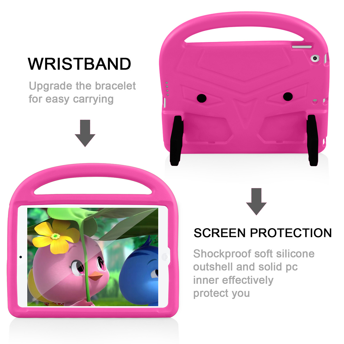 Barnfodral med ställ, iPad 10.2 / Pro 10.5 / Air 3, rosa