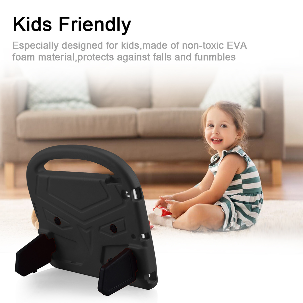 Barnfodral med ställ, iPad 10.2 / Pro 10.5 / Air 3, svart