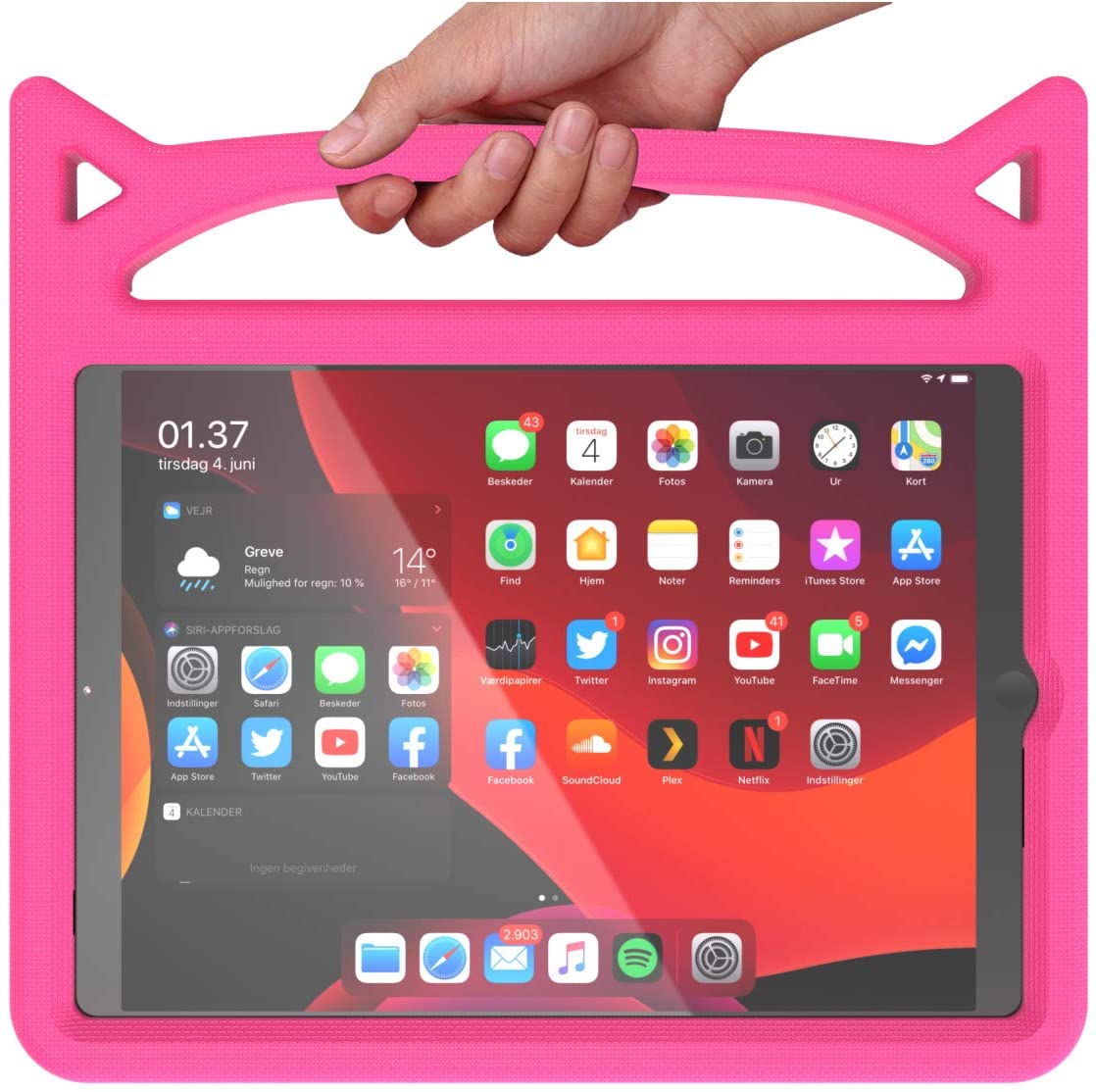 Barnfodral med ställ, iPad 10.2 / Pro 10.5 / Air 3, rosa