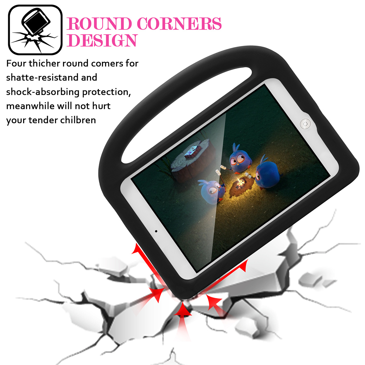 Barnfodral med ställ till iPad 9.7, Air/Air2, Pro 9.7, svart