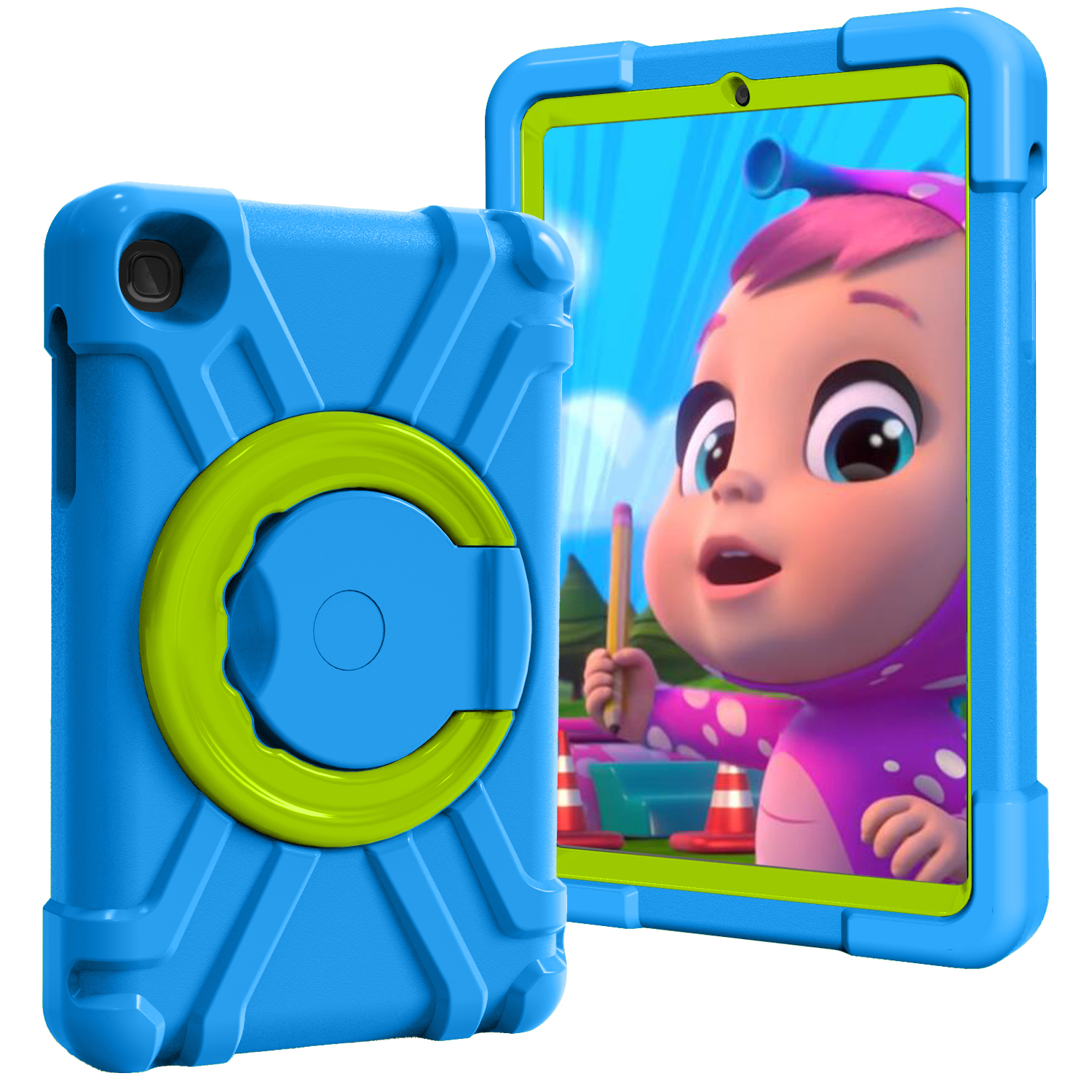 Barnfodral med roterbart ställ, Samsung Tab A 8.4 (2020), blå