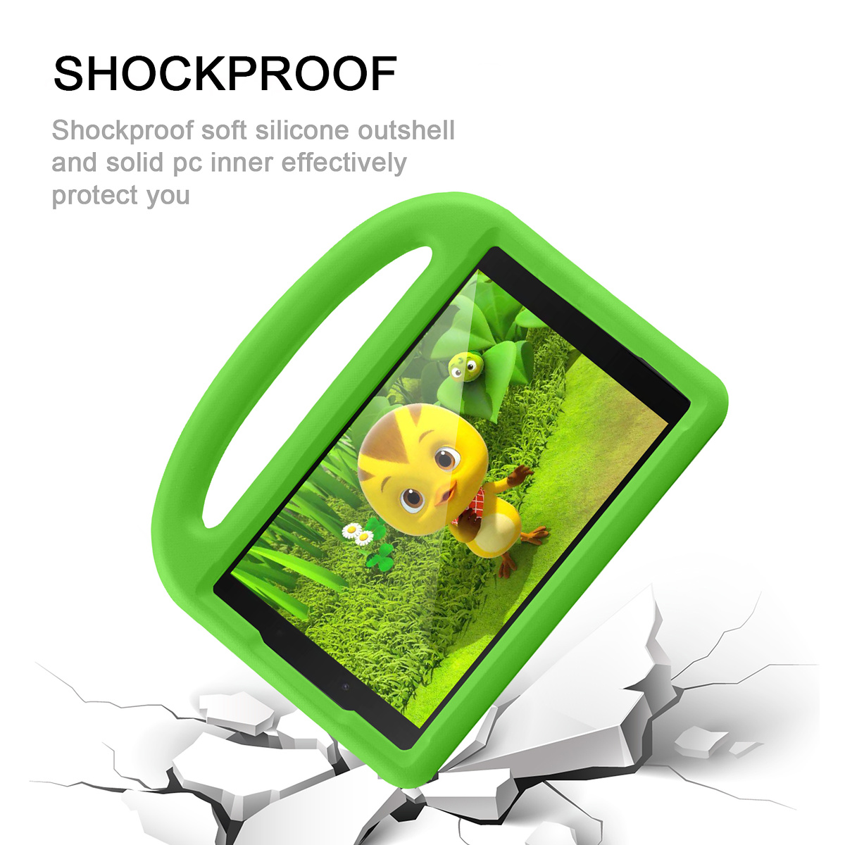 Barnvänligt silikonfodral Galaxy Tab A 8.0 (2019), grön