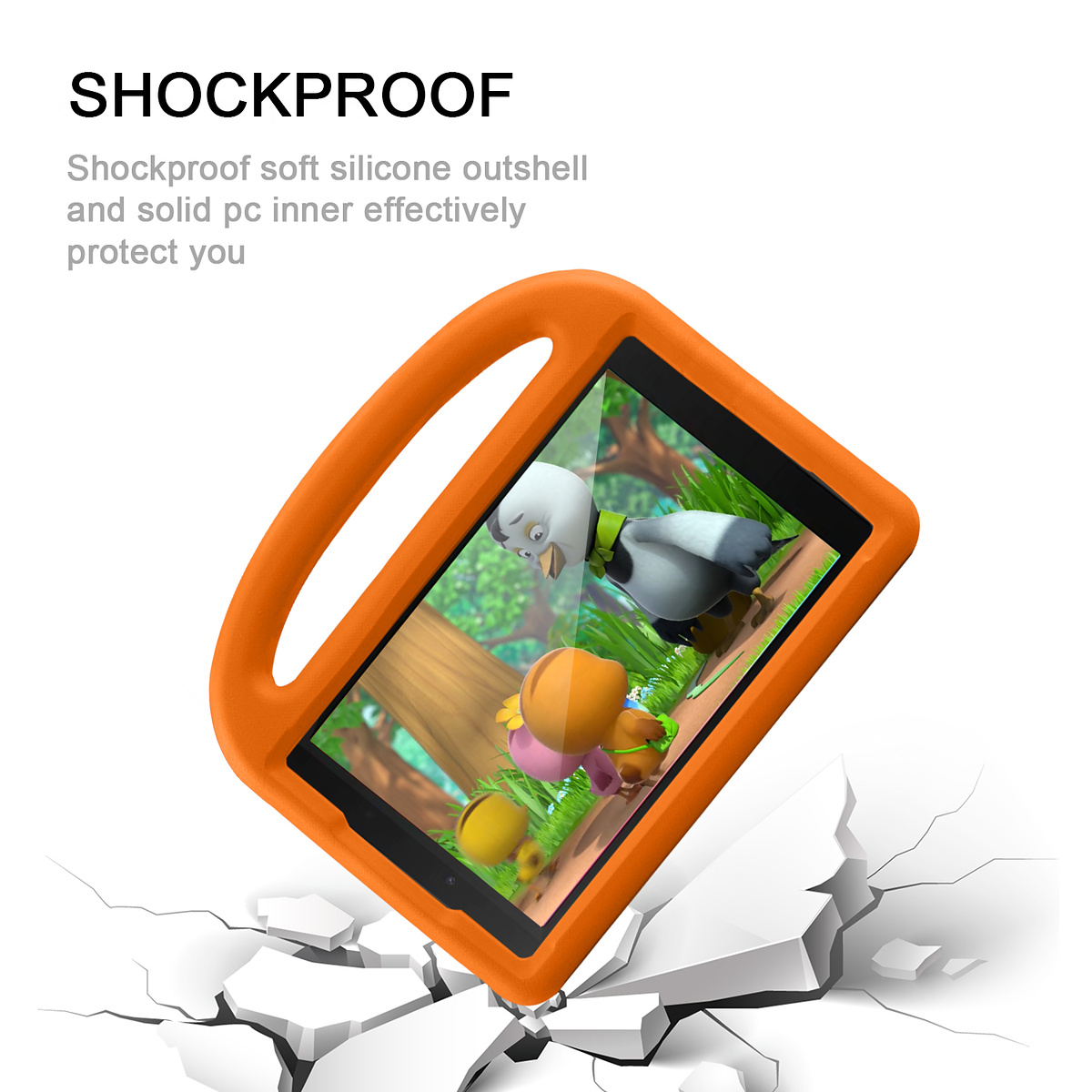 Barnvänligt silikonfodral Galaxy Tab A 8.0 (2019), orange