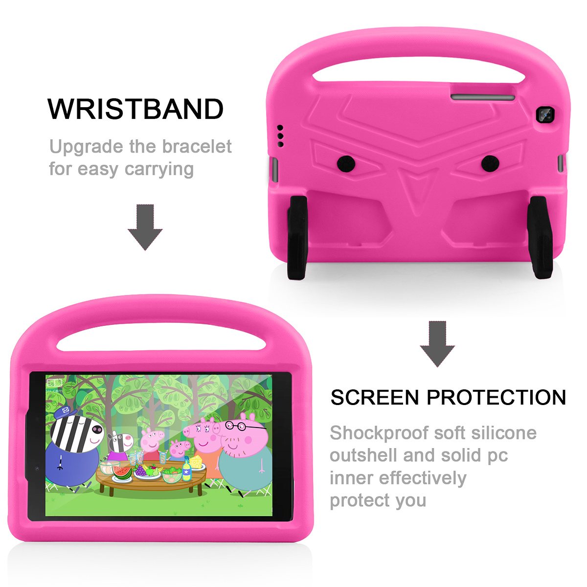 Barnvänligt silikonfodral Galaxy Tab A 8.0 (2019), rosa
