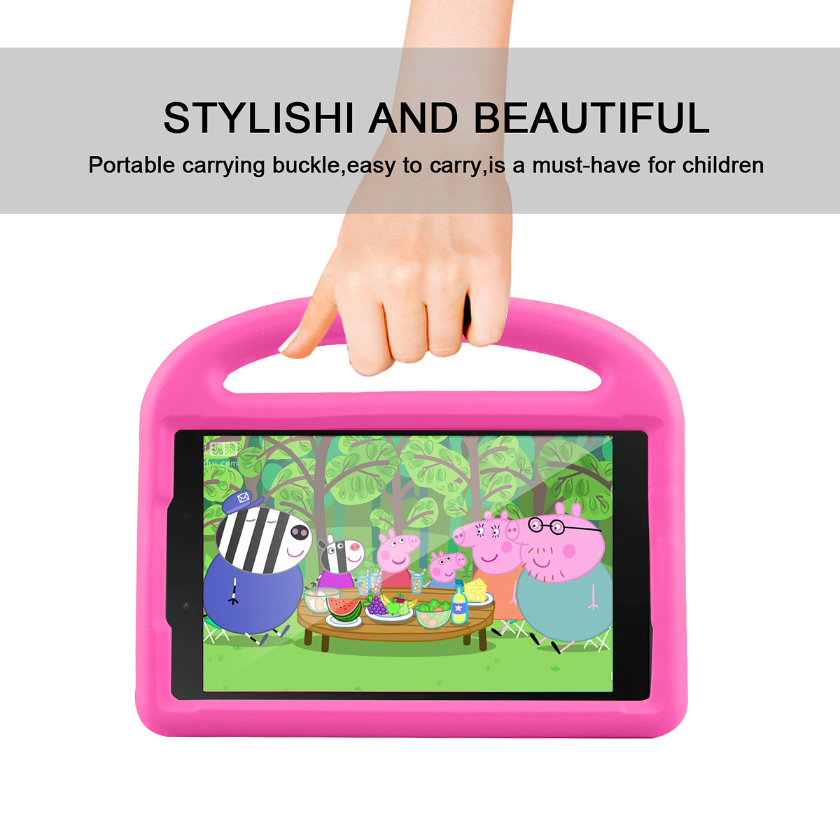 Barnvänligt silikonfodral Galaxy Tab A 8.0 (2019), rosa