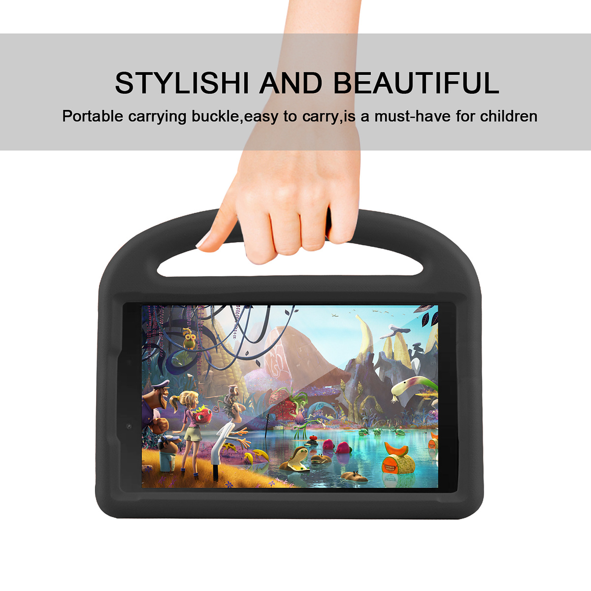 Barnvänligt silikonfodral Galaxy Tab A 8.0 (2019), svart