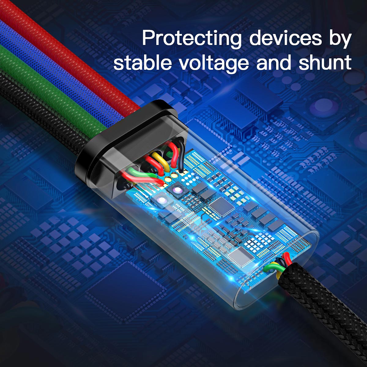 Baseus 4-i-1 multiladdare, USB-C/Lightning/MicroUSB, 3.5A, 1.2m