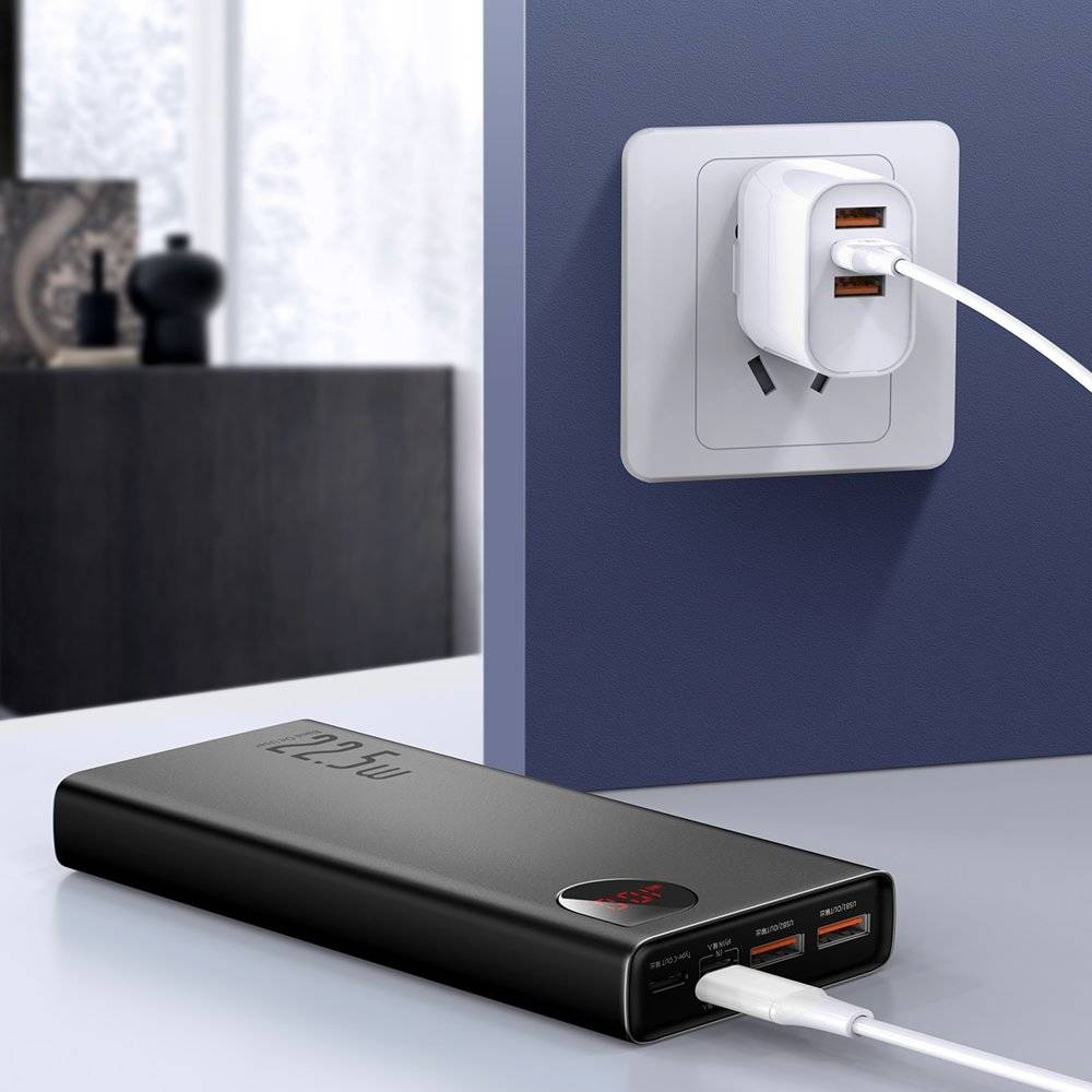 Baseus Adaman USB-C+USB PowerBank med display, 20.000mAh