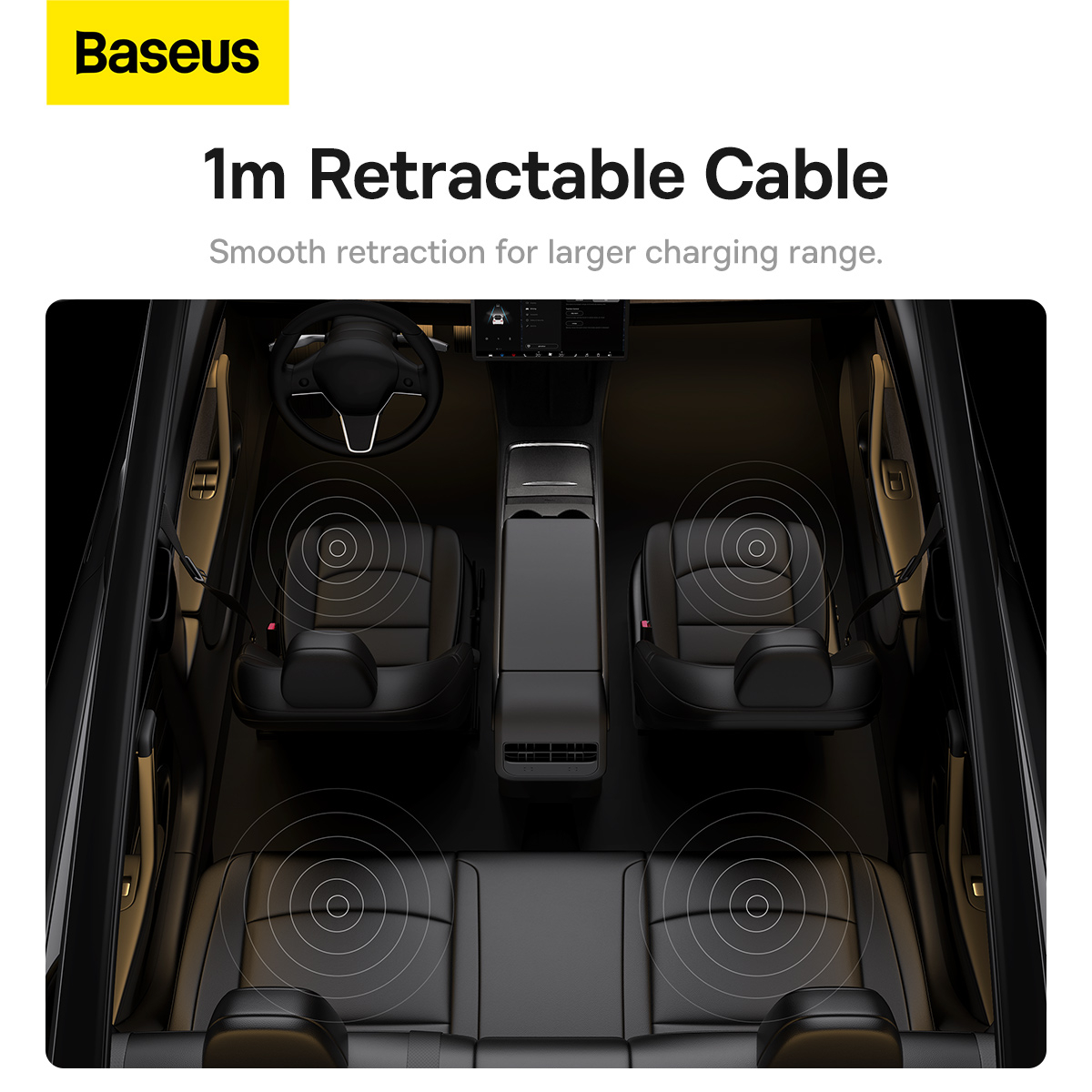 Baseus T-Space USB-hubb för Tesla modell 3/Y, 45W