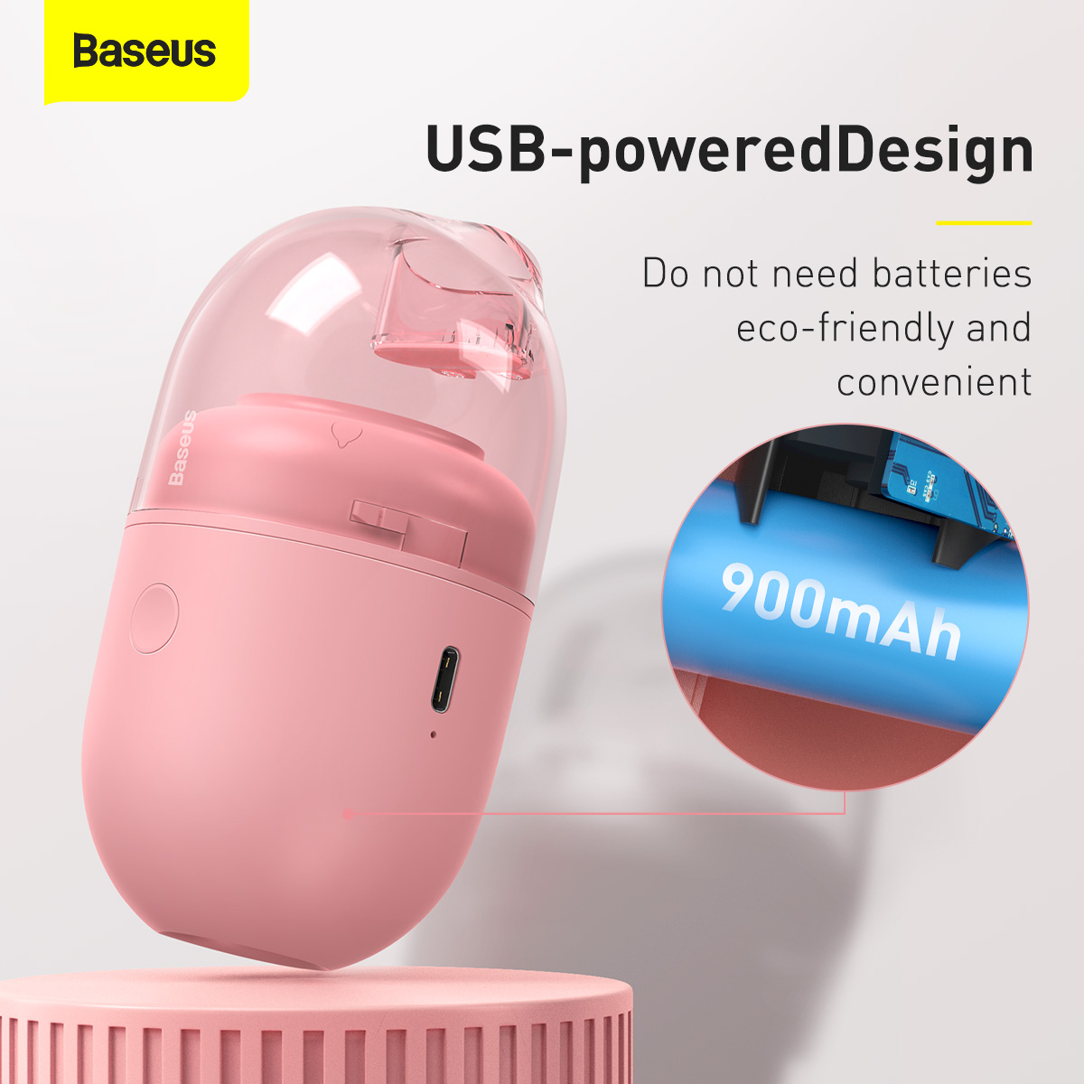 Baseus Capsule C2 Bordsdammsugare, 4W, 1000Pa, rosa