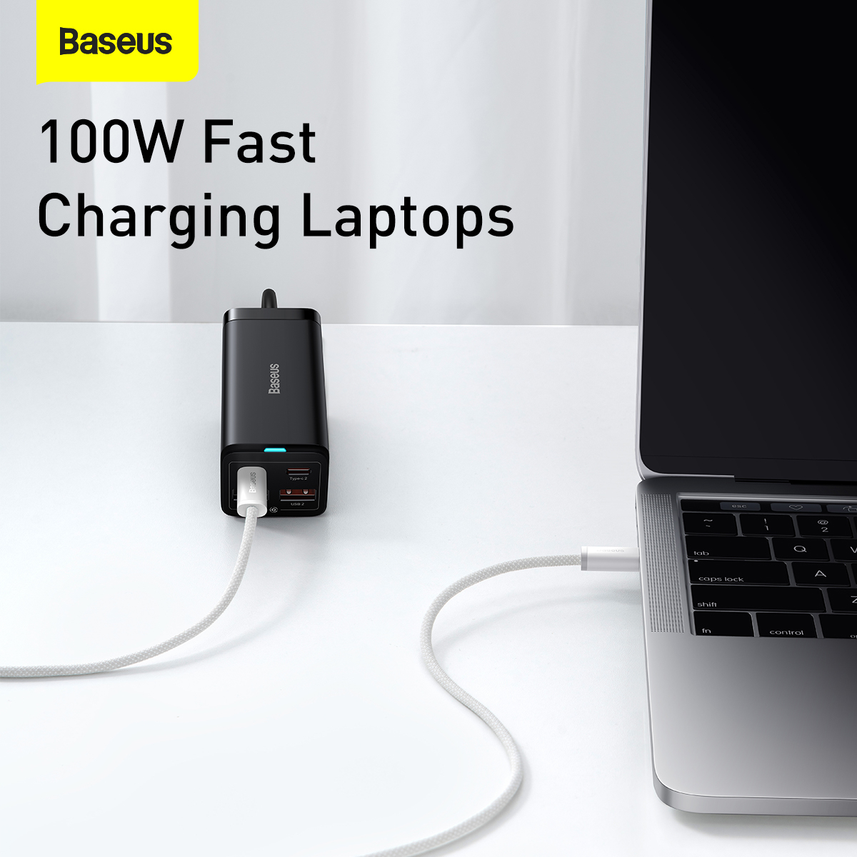 Baseus Dynamic USB-C till USB-C kabel, 100W, 2m, vit