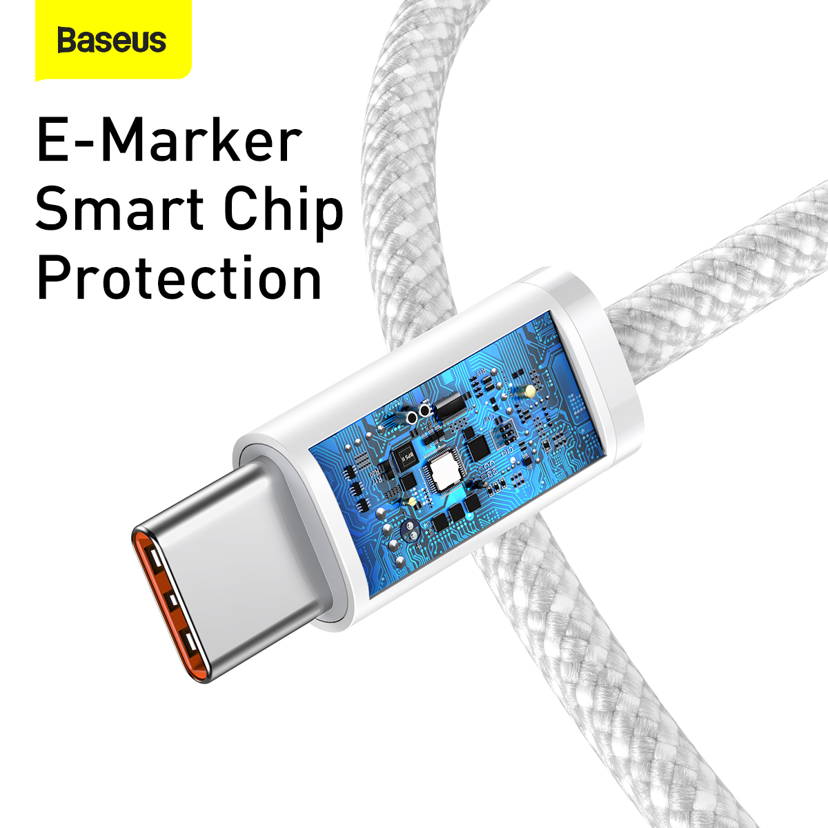 Baseus Dynamic USB-C till USB-C kabel, 100W, 1m, vit