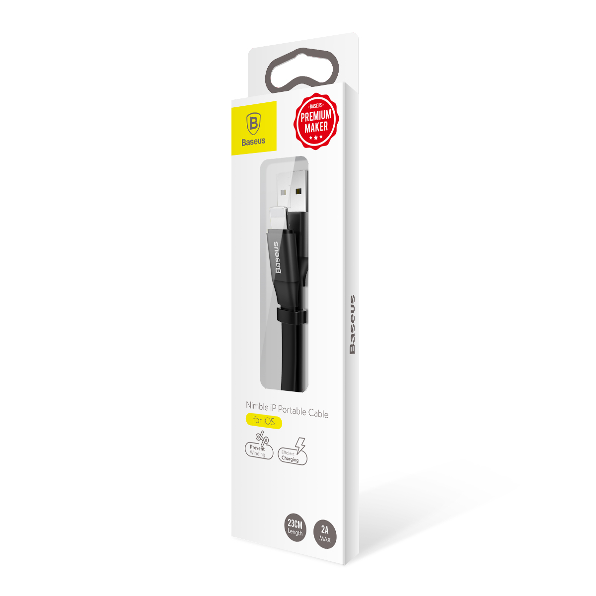 Baseus CALMBJ-B01 Nimble Lightning-kabel, 2A, 23cm, svart