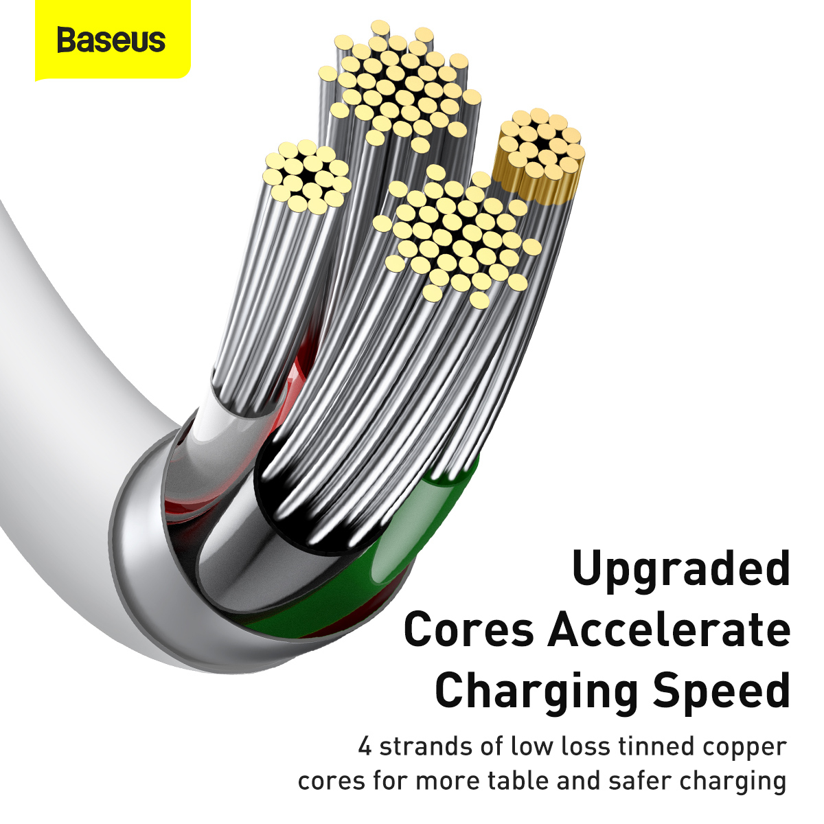 Baseus CALYS-02 Superior Lightning-kabel, 2.4A, 0.25m, vit