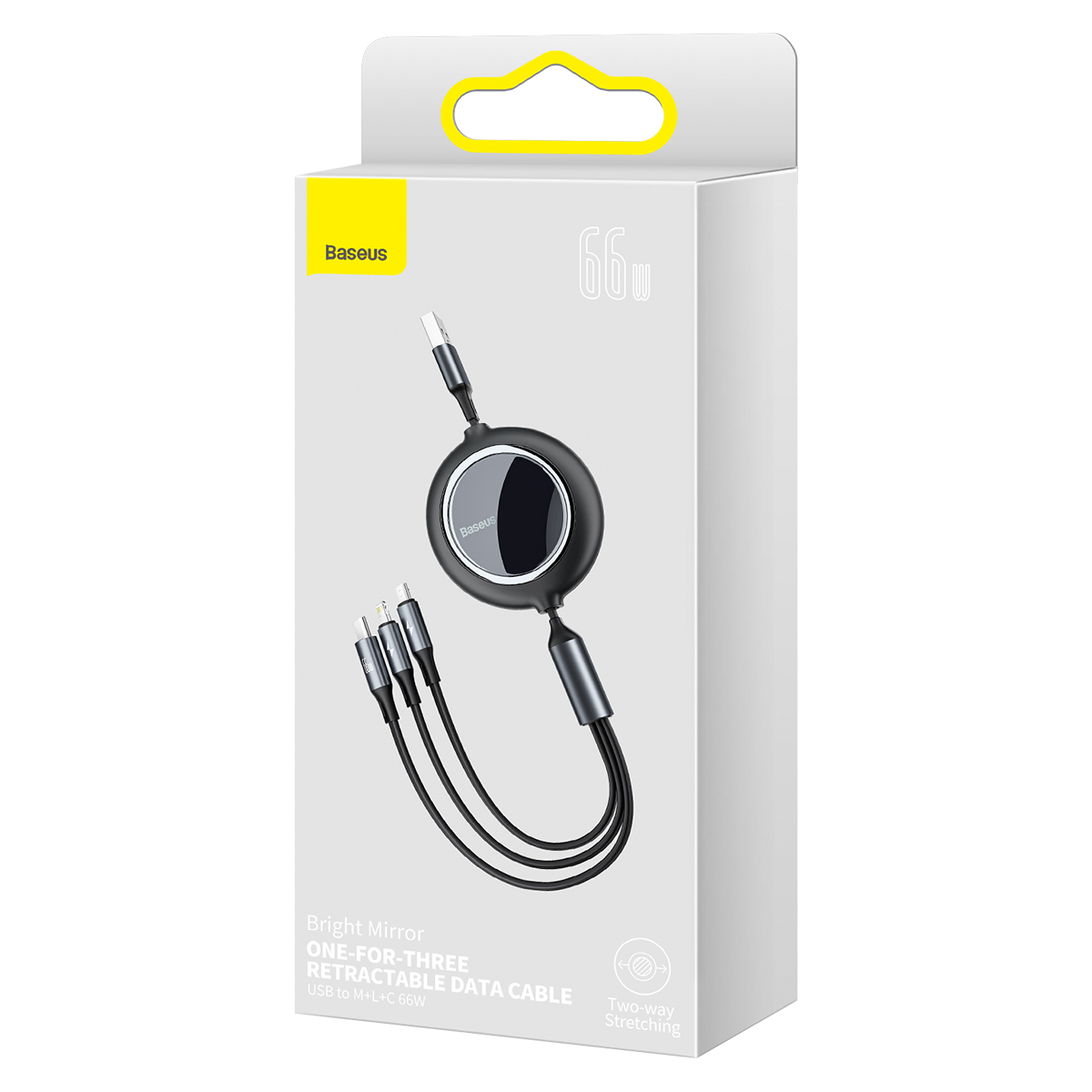 Baseus CAMLC-MJ01 Bright Mirror Upprullad 3-i-1 kabel, svart