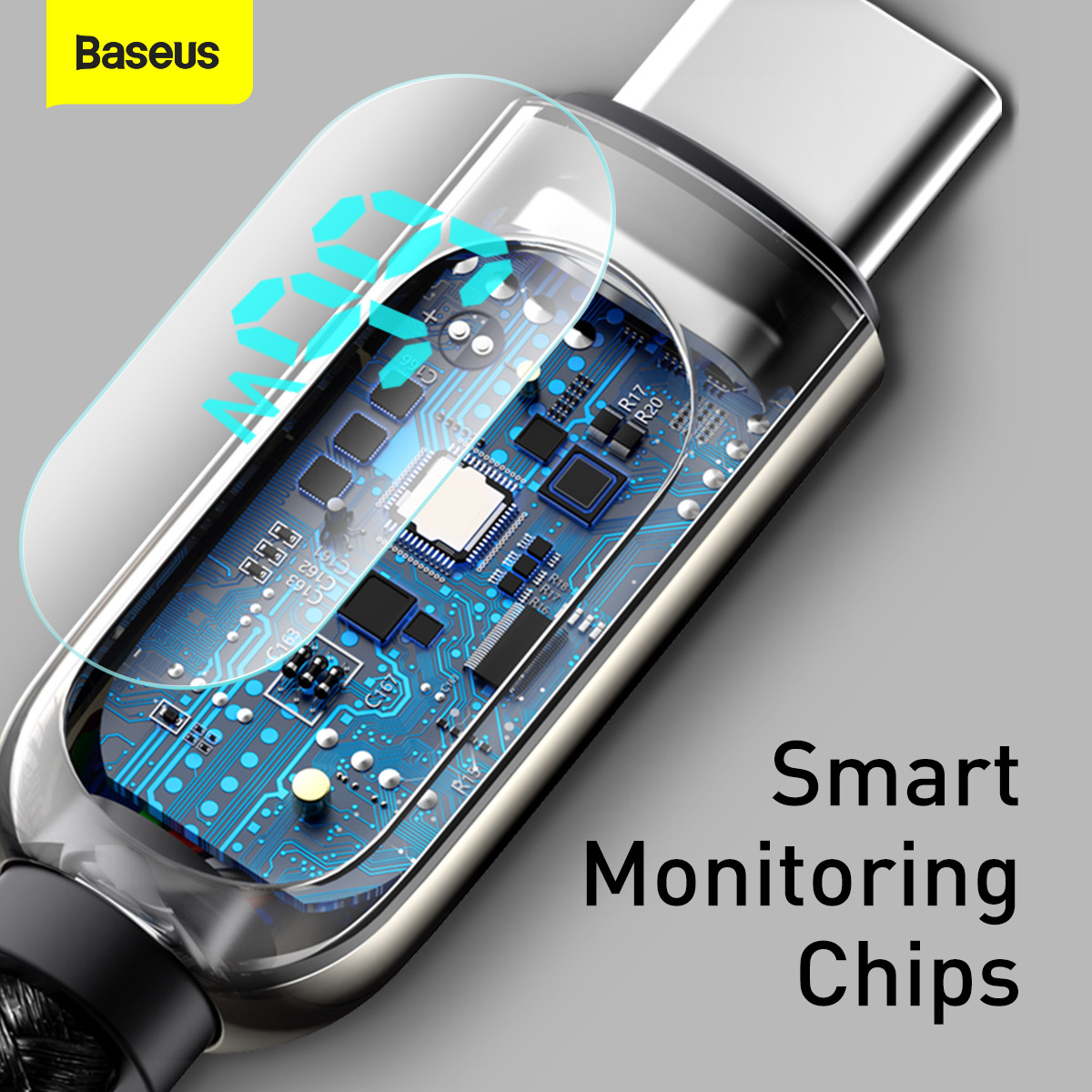 Baseus Display USB-A till USB-C kabel, 66W, 6A, 1m, svart