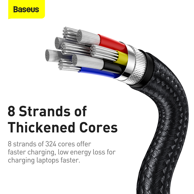 Baseus Cafule USB-C till USB-C datakabel, 100W, 5A, 1m, svart