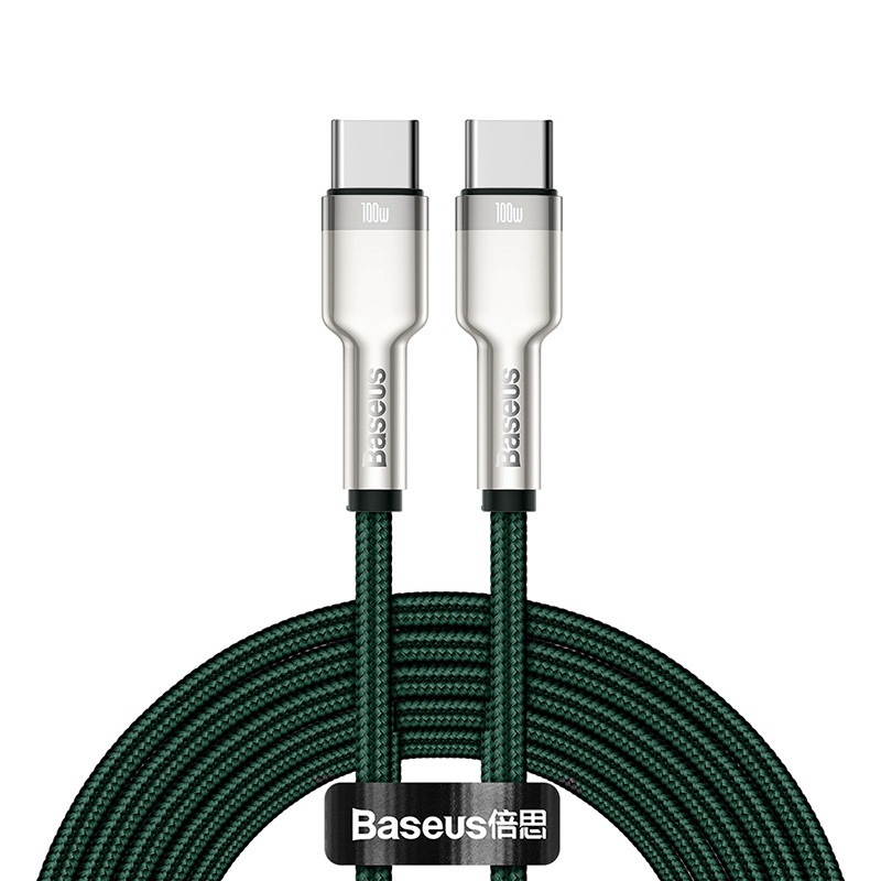 Baseus Cafule USB-C till USB-C datakabel, 100W, 5A, 2m, grön