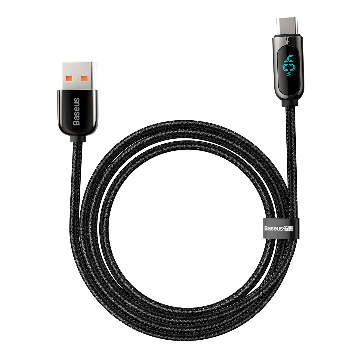 Baseus Display USB till USB-C kabel, snabbladdning, 5A,1m, svart