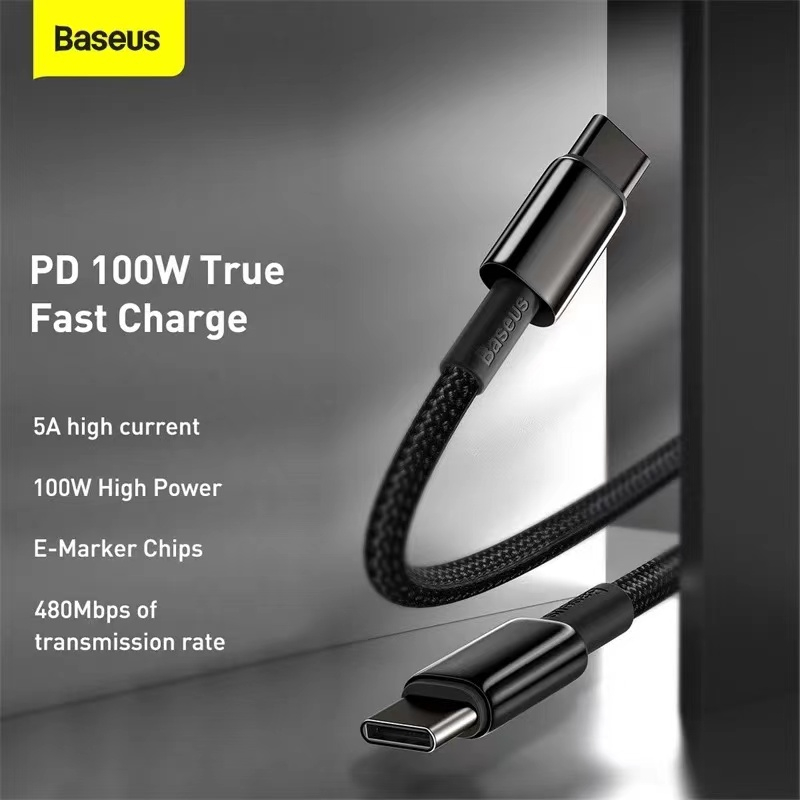 Baseus Tungsten Gold USB-C till USB-C kabel, 100W, 5A, 2m