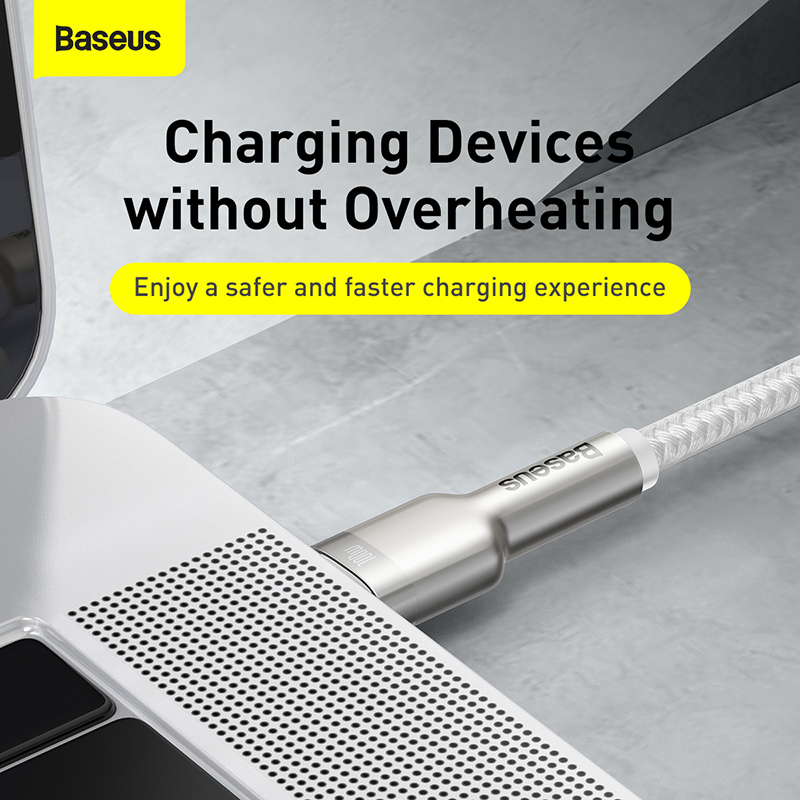 Baseus Cafule USB-C till USB-C datakabel, 100W, 5A, 1m, vit