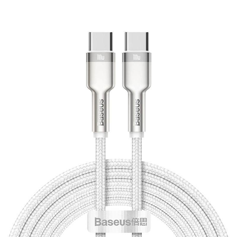 Baseus Cafule USB-C till USB-C datakabel, 100W, 5A, 2m, vit