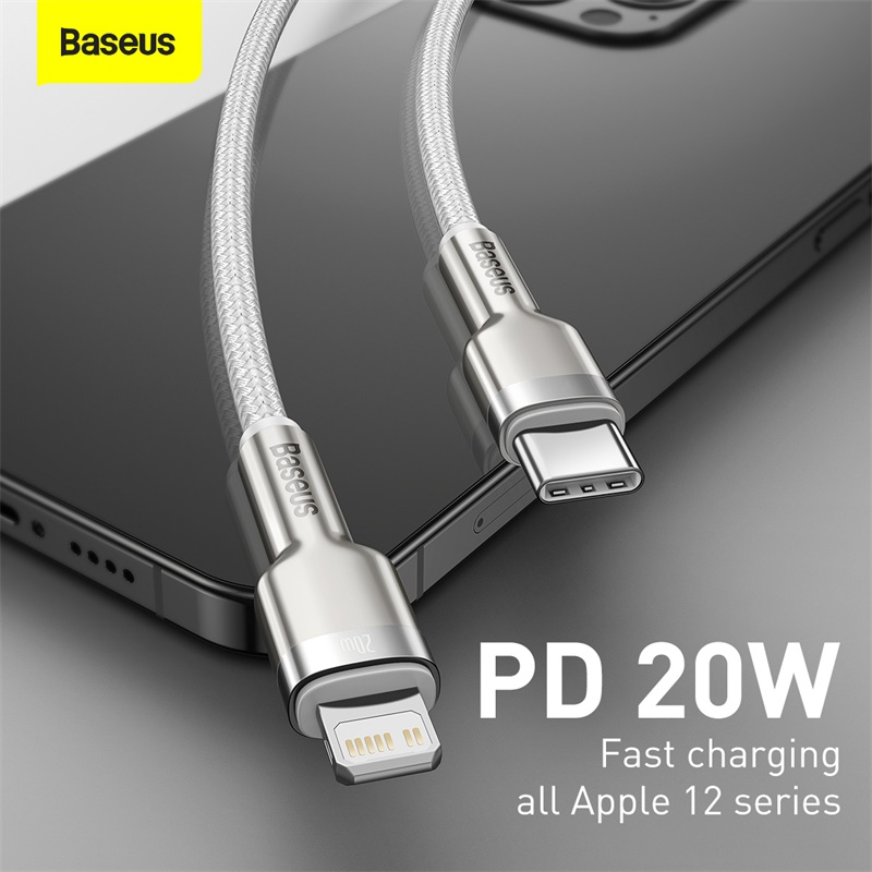 Baseus Cafule USB-C till Lightning datakabel, PD, 20W, 2m, vit