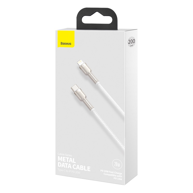 Baseus Cafule USB-C till Lightning datakabel, PD, 20W, 2m, vit