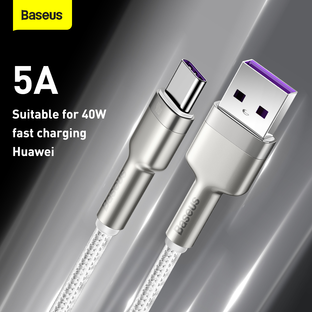 Baseus Cafule USB till USB-C datakabel, 40W, 5A, 1m, vit