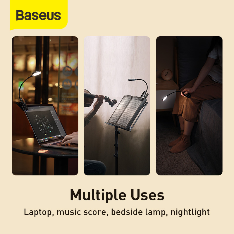 Baseus Comfort Reading Mini Clip läslampa, 3W