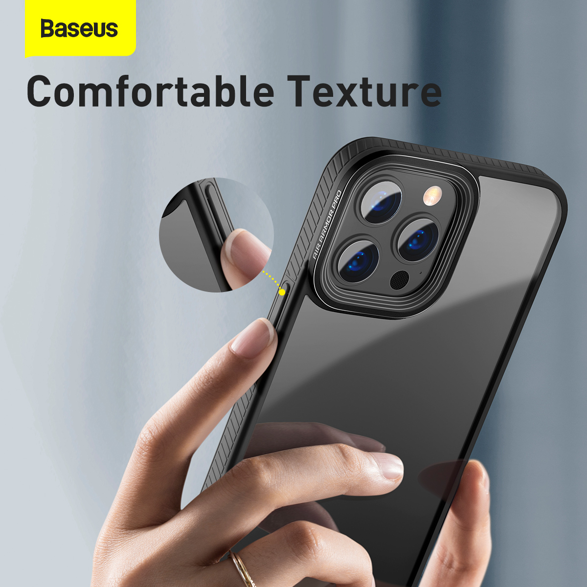 Baseus Crystal mobilskal till iPhone 13 Pro, svart