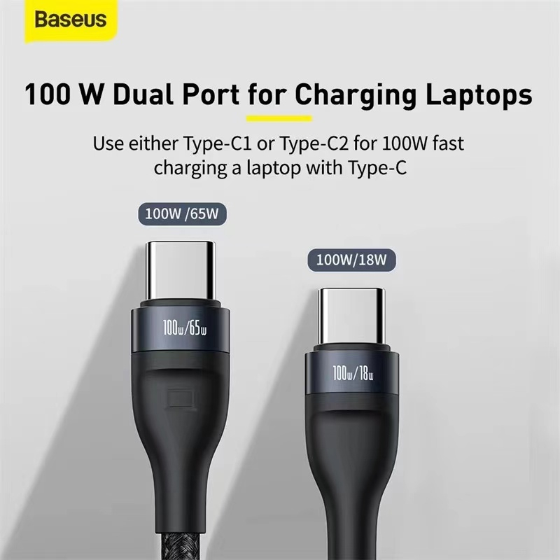 Baseus Flash USB-C till dubbel USB-C kabel, 100W, 1.5m, svart