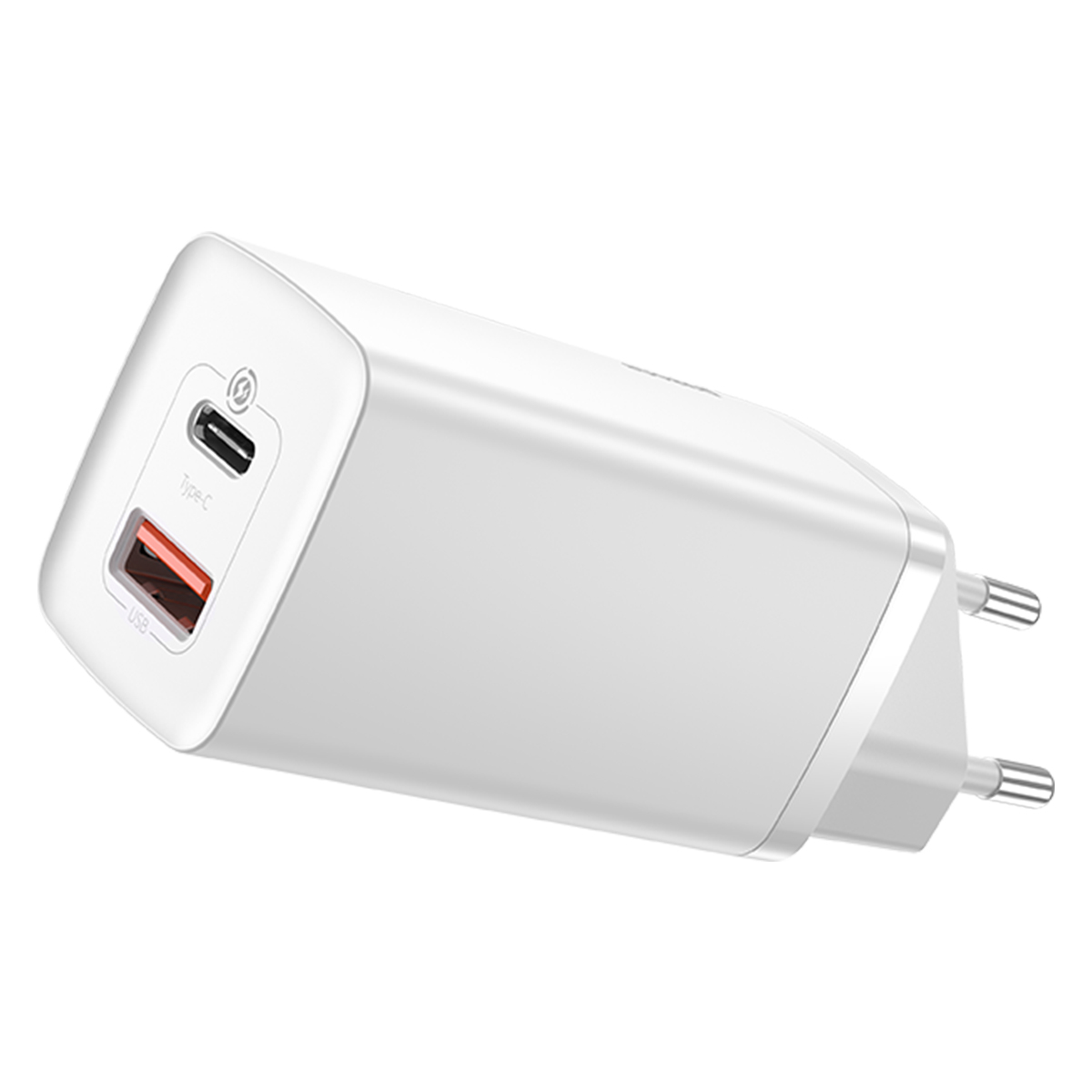 Baseus GaN2 Lite Väggladdare med USB-C+USB, 65W, EU, vit