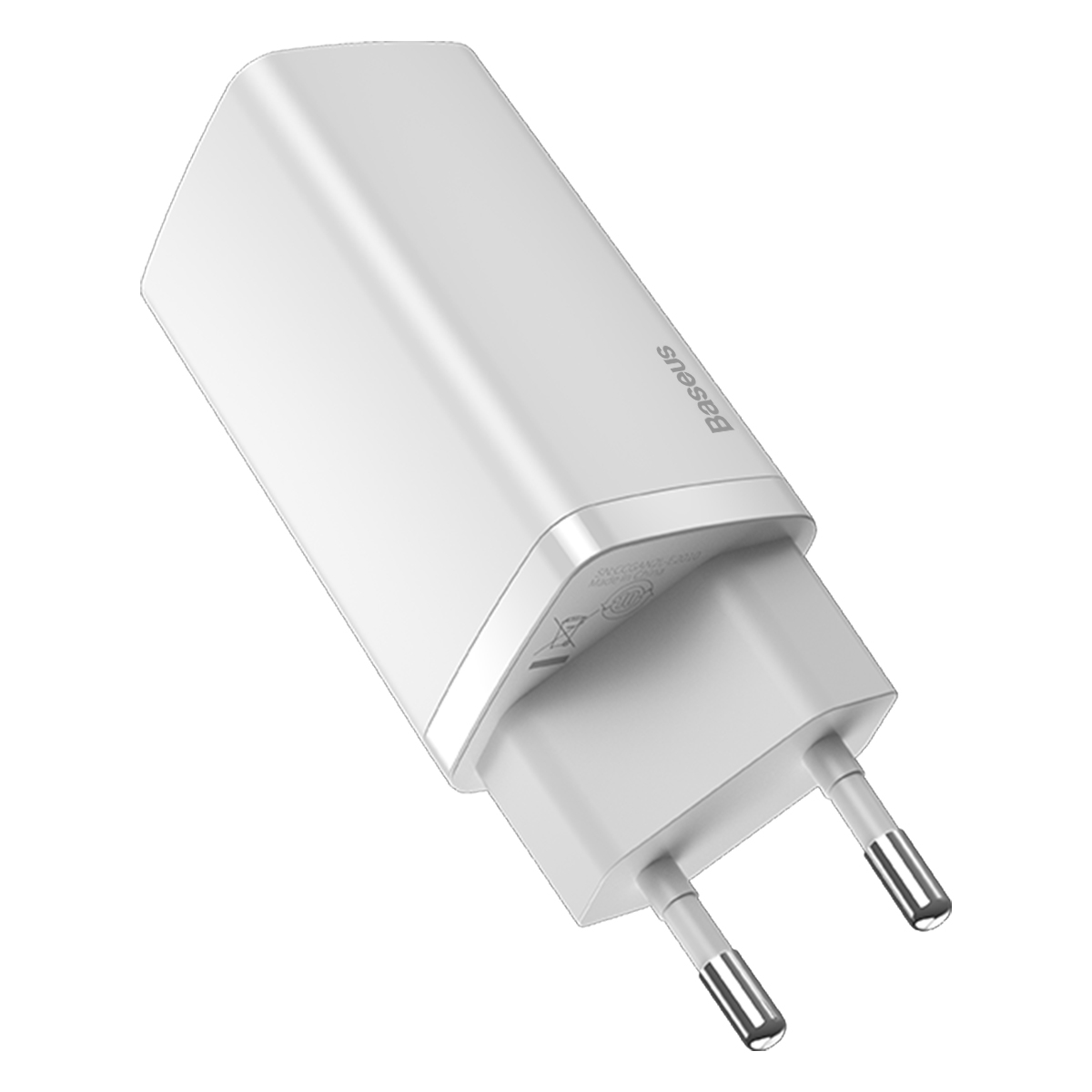 Baseus GaN2 Lite Väggladdare med USB-C+USB, 65W, EU, vit