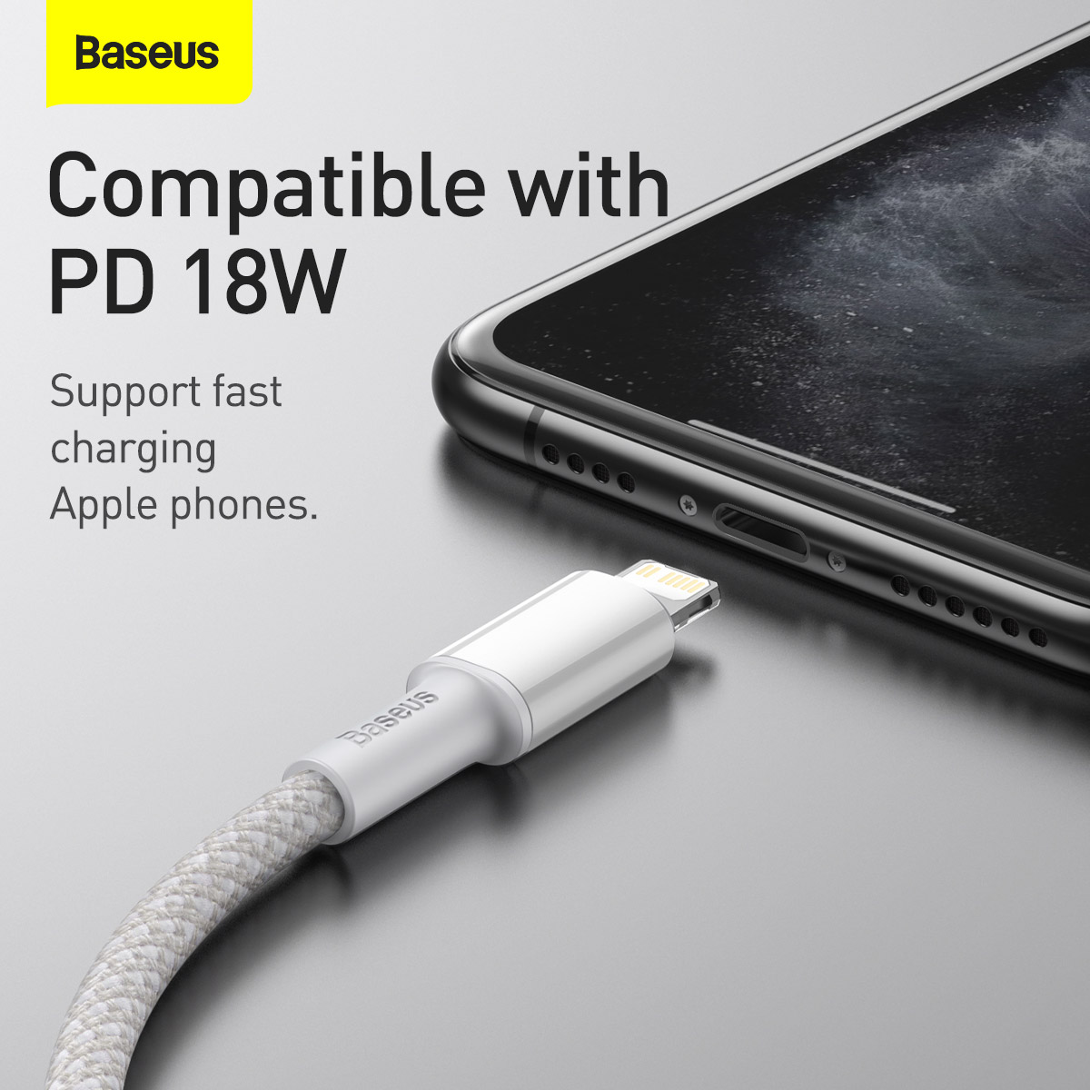 Baseus CATLGD-A02 Lightning till USB-C kabel, 18W, 3A, 2m, vit