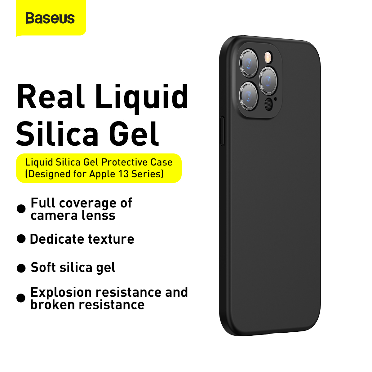Baseus Liquid silikonskal till iPhone 13 Pro, svart