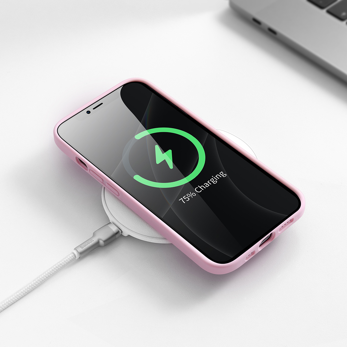 Baseus Liquid silikonskal till iPhone 13 Pro, rosa